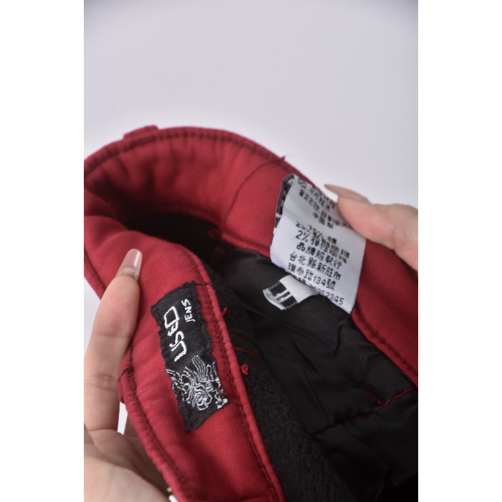(XL) used丹寧牛仔素面紅色長褲二手衣, , large