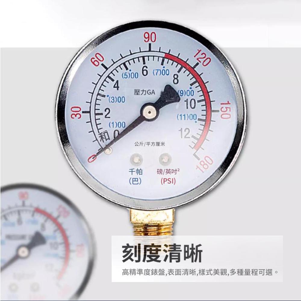 Y40臥式1分壓力錶, , large