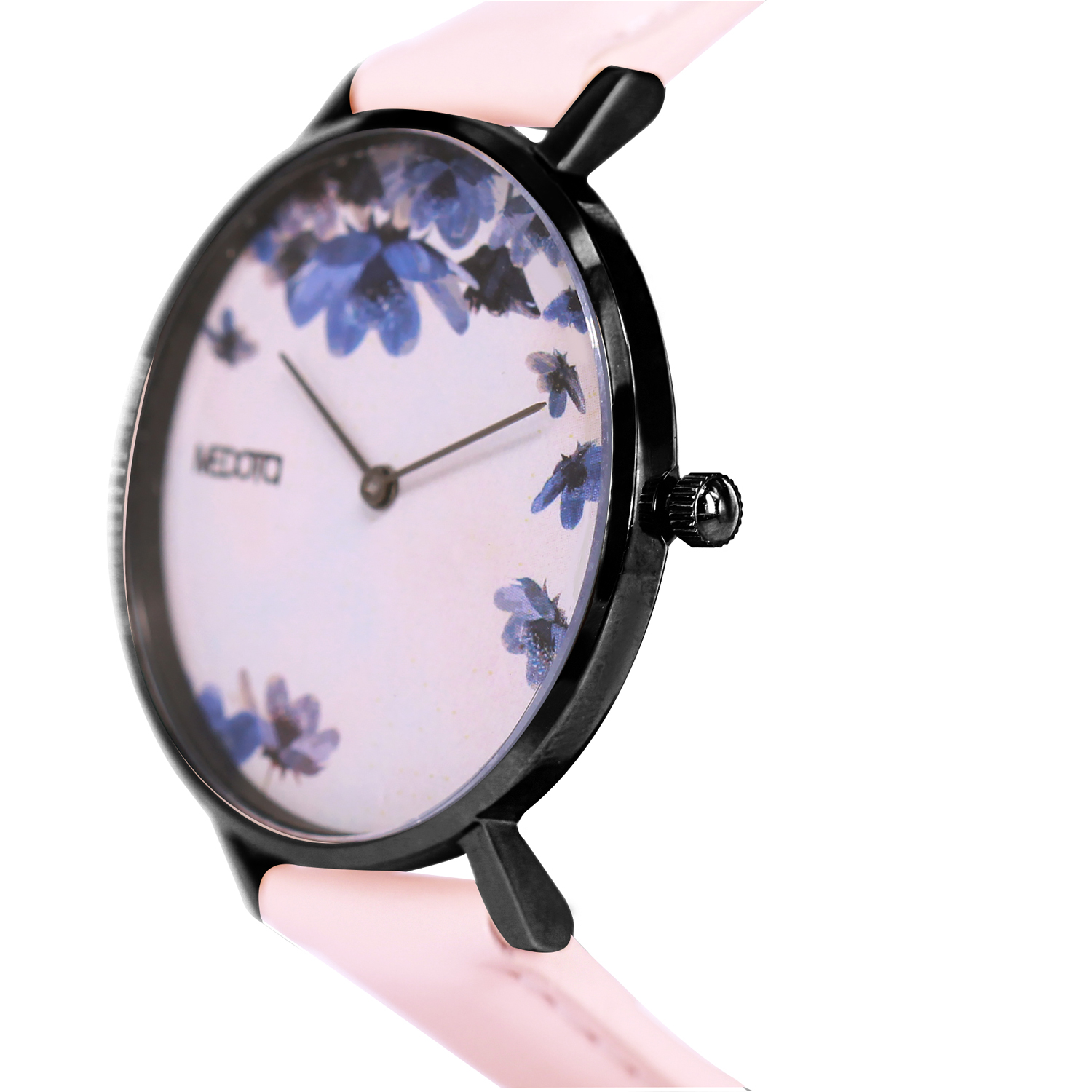 [MEDOTA] Blossom collection pink leather strap ladies watch-Blue elf / BO-8801, , large