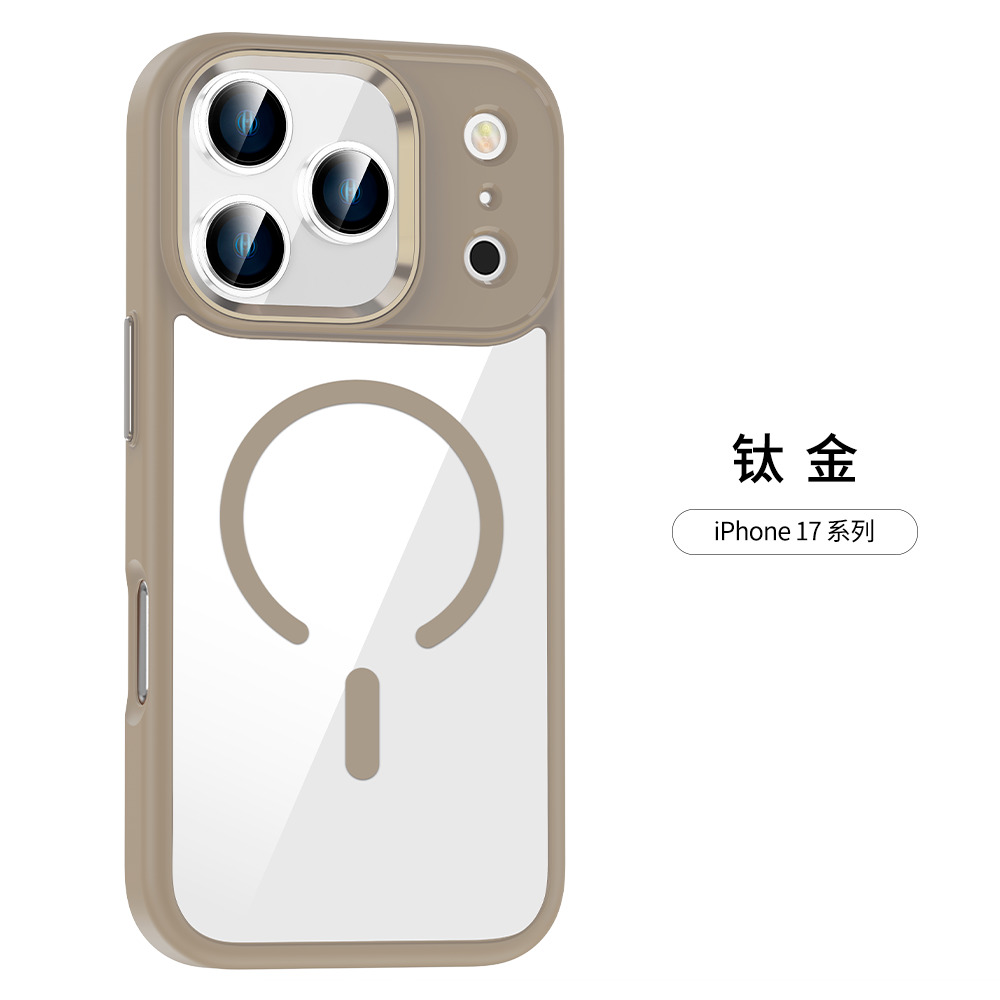 【CR科瑞亞】iPhone 17高清透亮｜金屬按鍵鏡頭框｜Magsafe防摔保護殼-鈦金, , large
