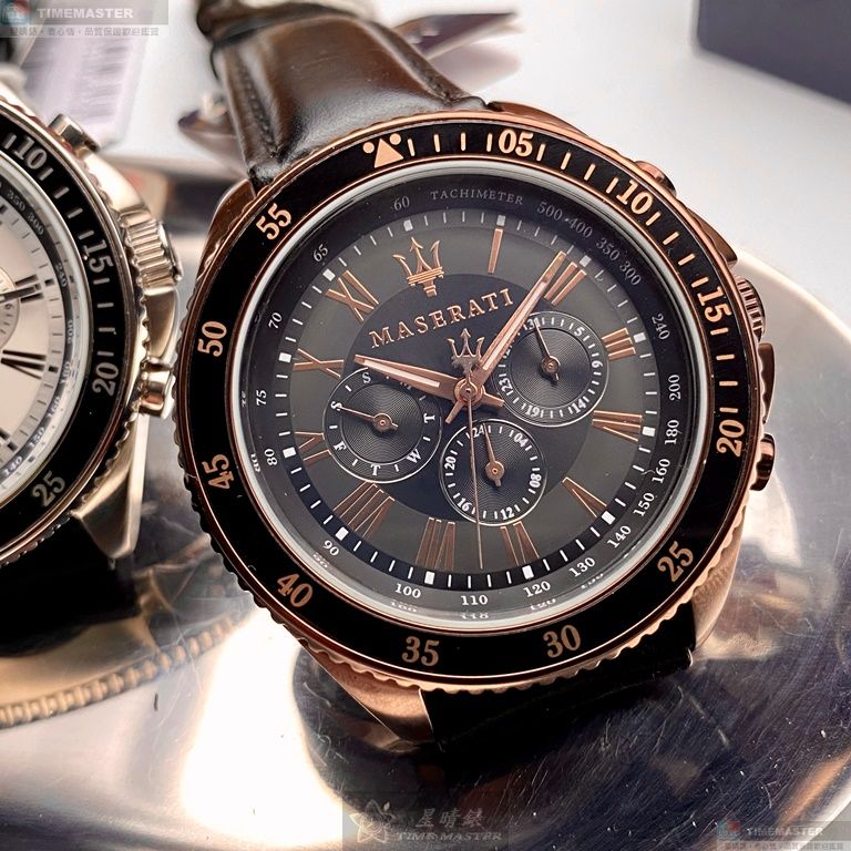 [星晴錶業]MASERATI手錶,46mm,R8851101008古銅色錶面古銅色錶殼深黑色真皮皮革錶帶款, , large