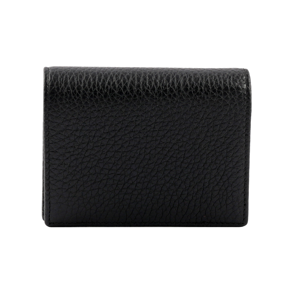 PRADA 浮雕Logo荔枝皮革二折短夾/黑色, , large