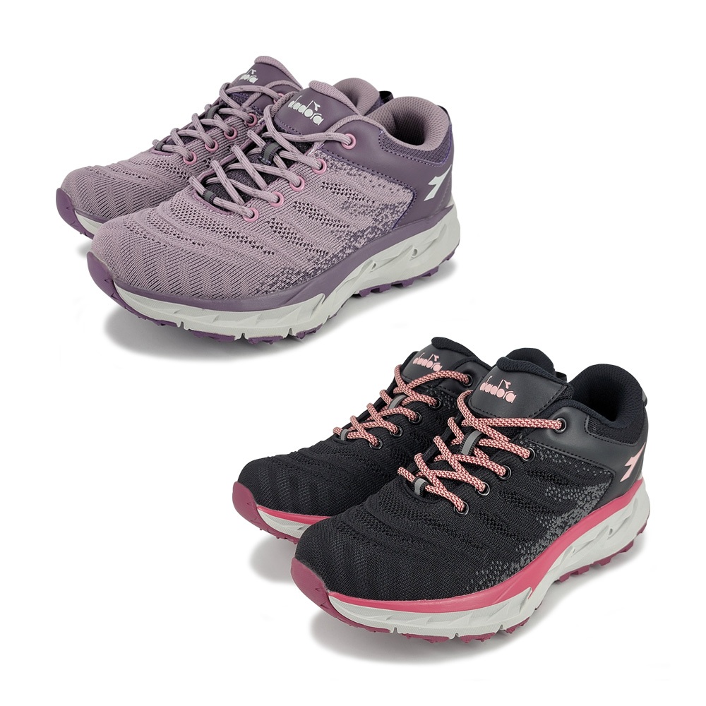 DIADORA迪亞多那 多功能越野女鞋 女運動鞋 登山鞋 輕量 透氣 針織 吸震 減壓 散熱 排濕 耐磨 止滑 紫 黑, , large