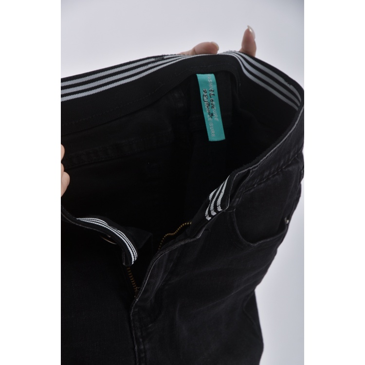 (S) fashion leisure高腰丹寧牛仔黑色長褲二手衣, , large