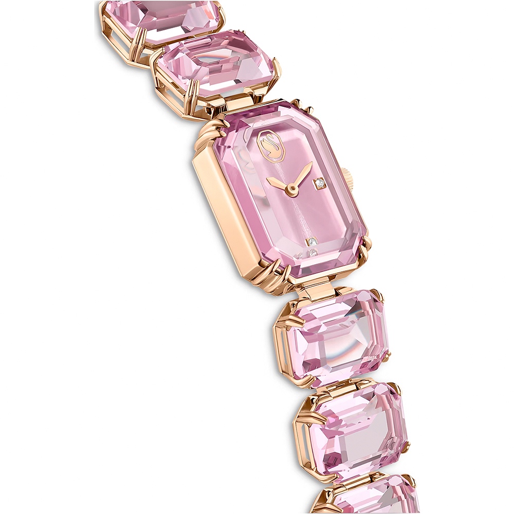 SWAROVSKI 施華洛世奇 八角方形水晶手鍊手錶 女錶-粉紅色/23x17mm(5630837), , large