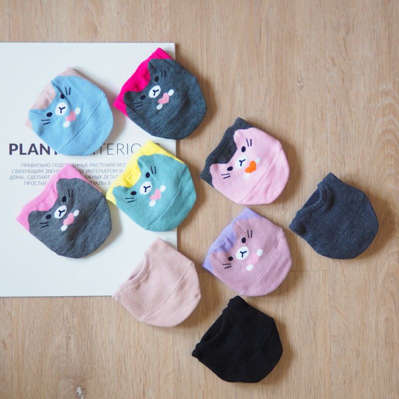 [Kaimei Cotton] 12 pairs of random excellent MIT Taiwan made cat invisible socks non-slip breathable, , large