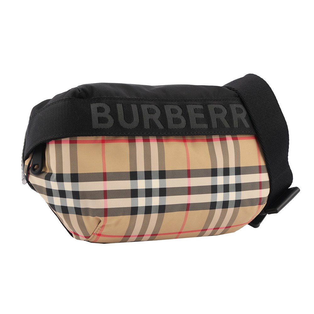 BURBERRY 中型 Vintage 格紋及標誌性條紋腰包/典藏米色, , large