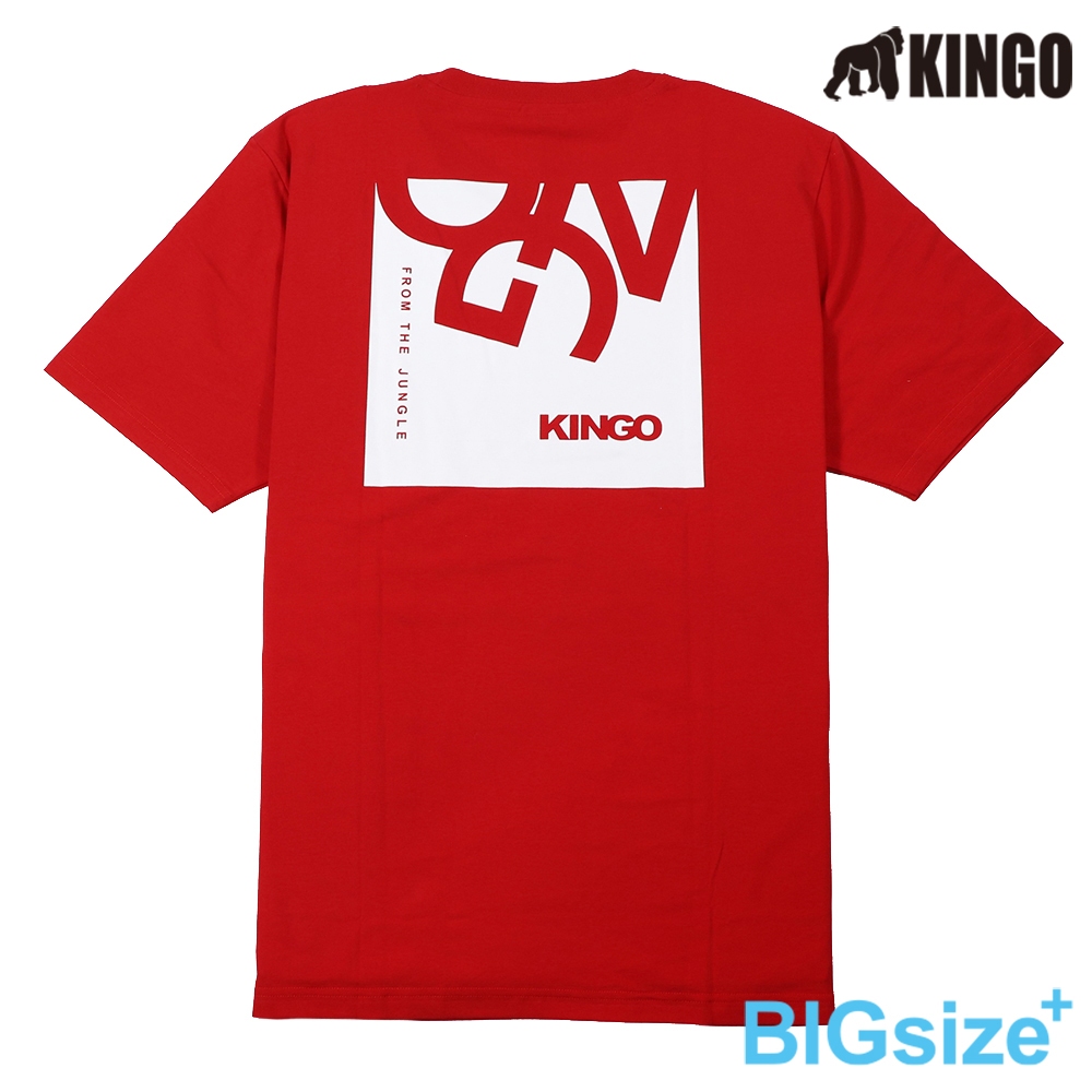 KINGO-大尺碼-男款 圓領T恤-紅-413118, , large