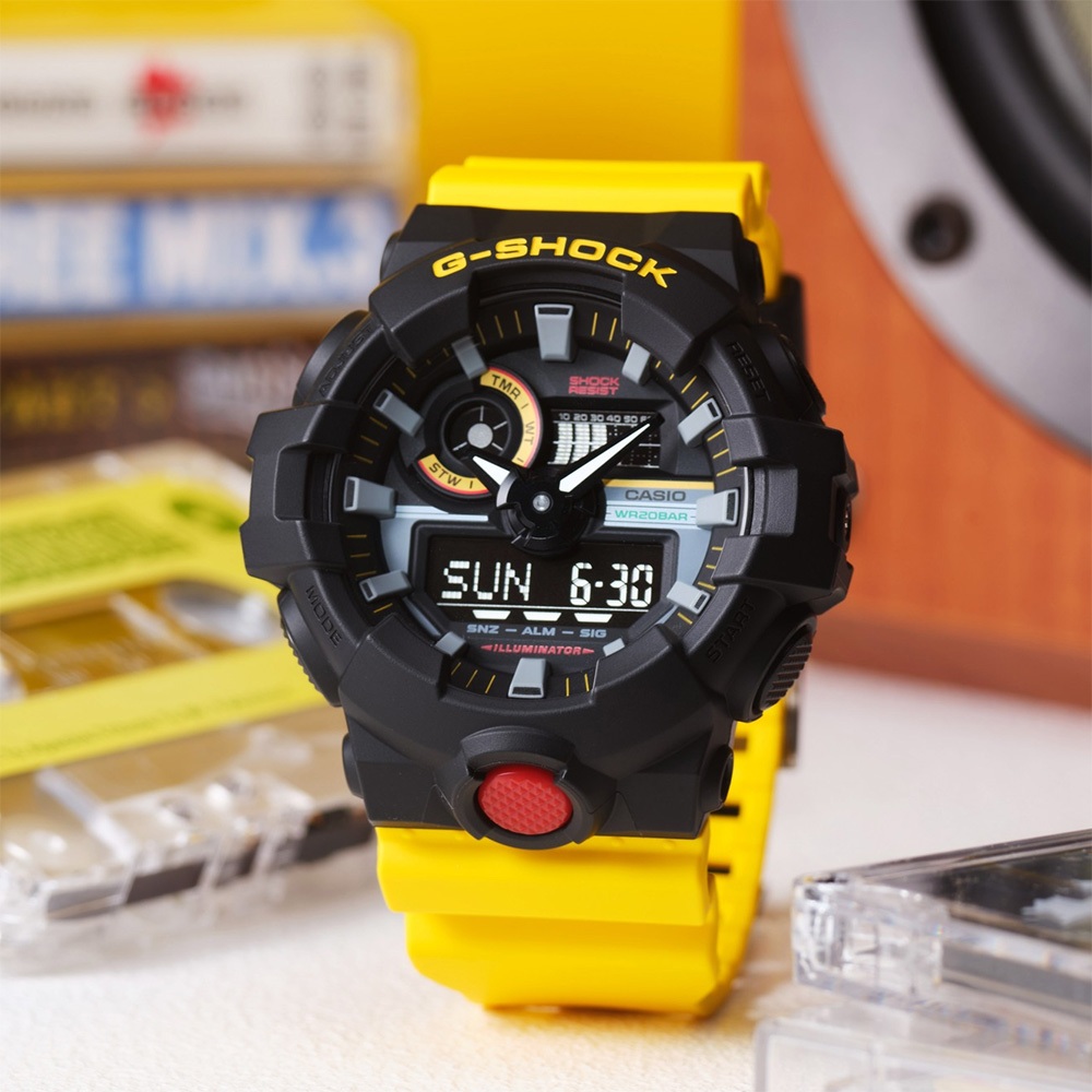 CASIO 卡西歐 G-SHOCK 復古錄音帶系列 雙顯手錶 GA-700MT-1A9, , large