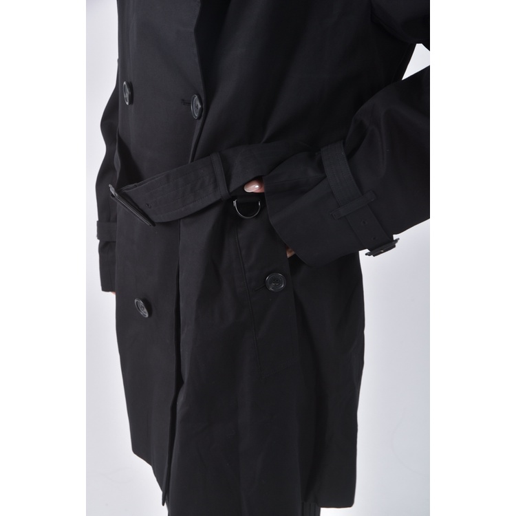 (L) burberry質感排釦風衣黑色外套二手衣, , large