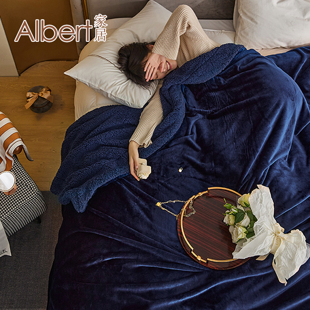 【Albert bedding】Flannelblanket_Navyblue, , large