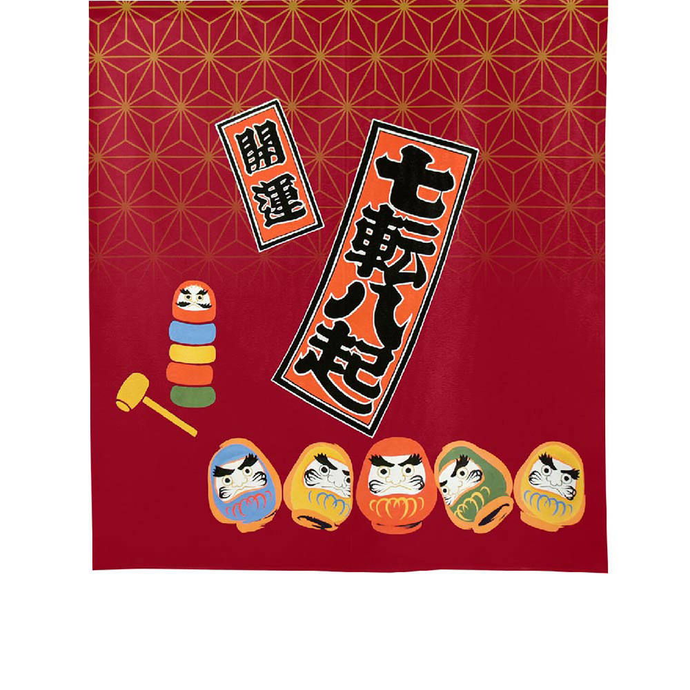 日本製【コスモ】中門簾《達摩七福神》幸運紅, , large