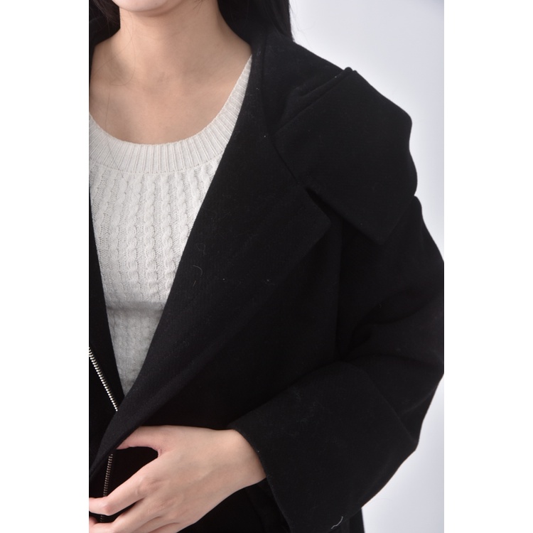 (XL) united colors of benetton質感大衣黑色外套二手衣, , large