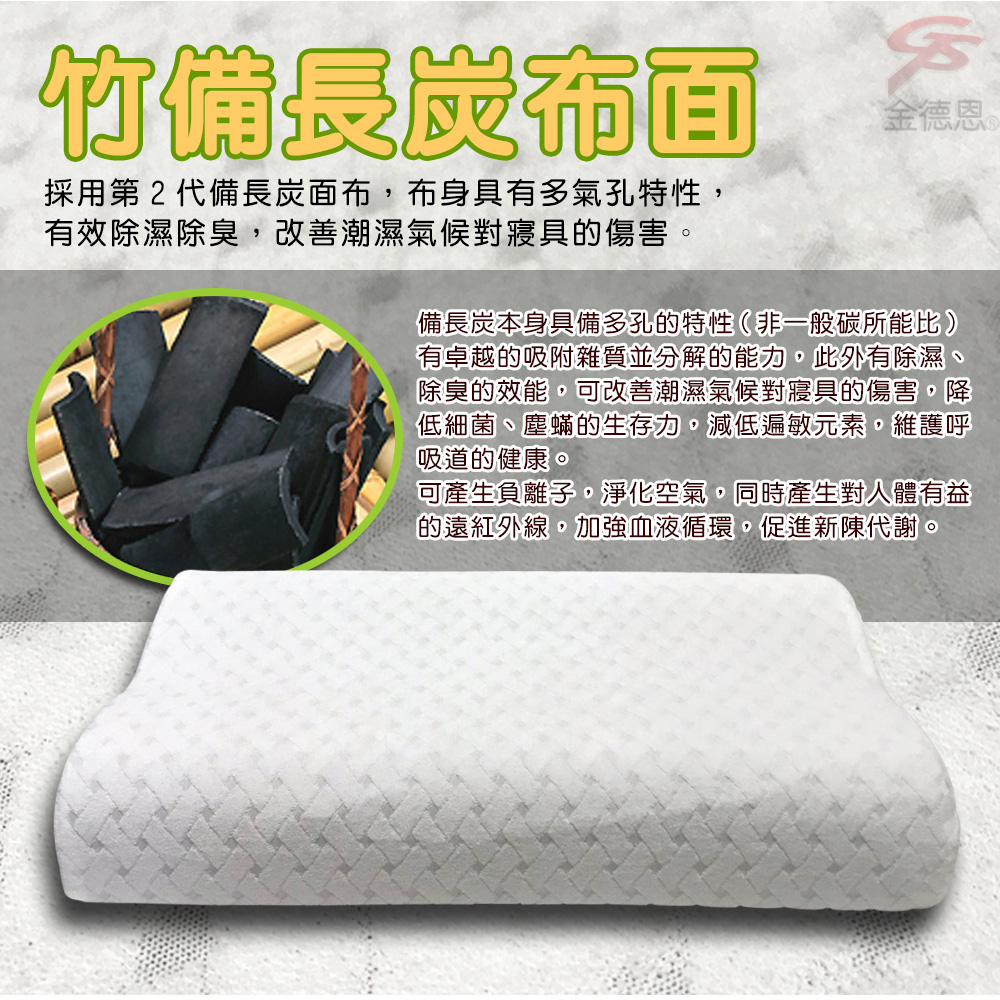 GS MALL 台灣製造 一入 竹備長炭記憶枕 太空枕 柔軟枕 透氣枕 記憶枕 備長炭記憶枕 枕頭 寢具 長備炭枕, , large