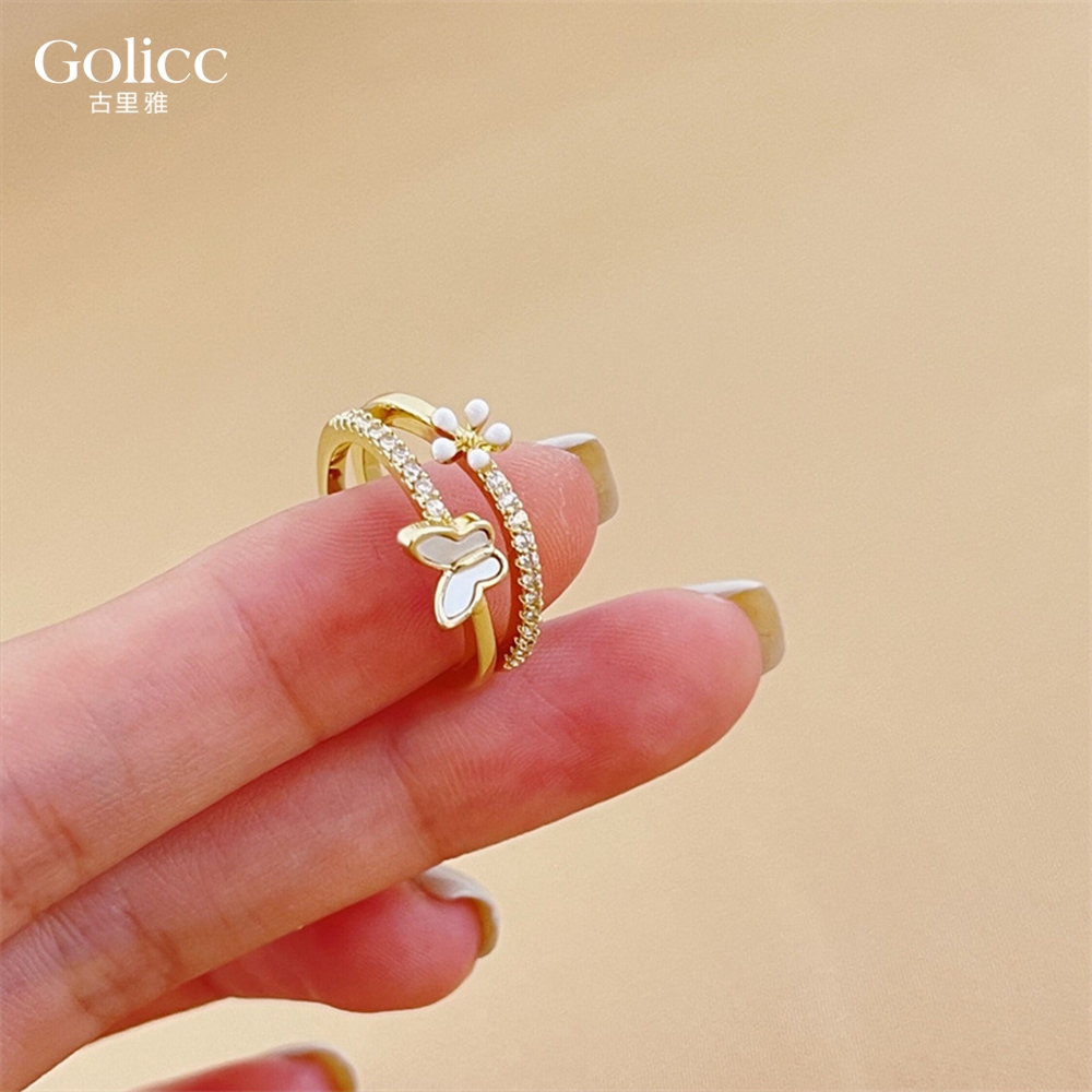 【Gulicc】古莉可 戒指 夏日美好蝴蝶與花可調式戒指, , large