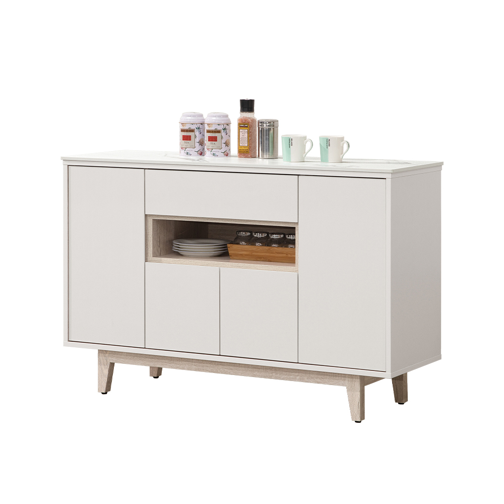 【唯熙傢俱】紀薇橡木雙色4尺岩板餐櫃, , large