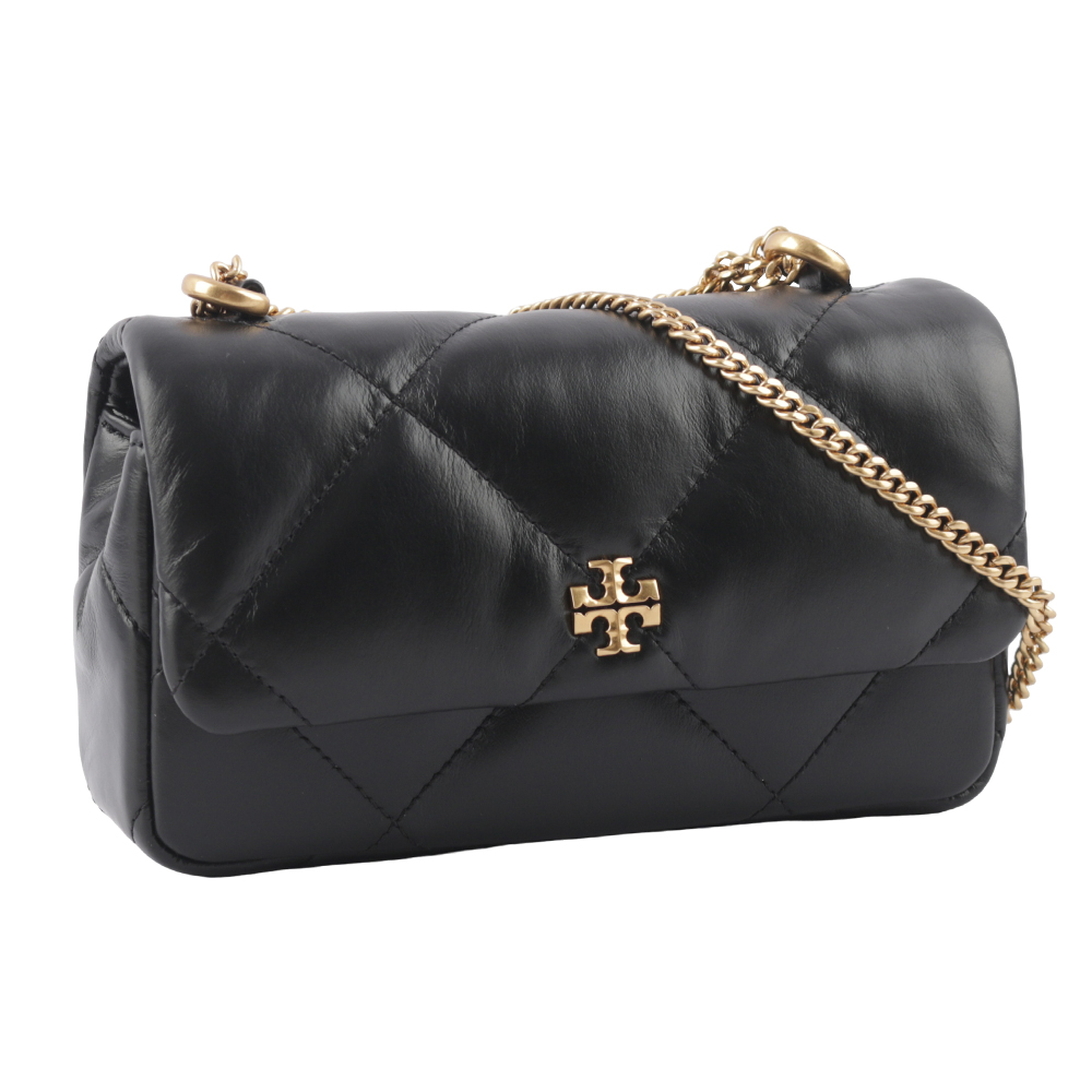 Tory Burch Kira 納帕皮革鑽石格紋縫線迷你二用包/黑色, , large