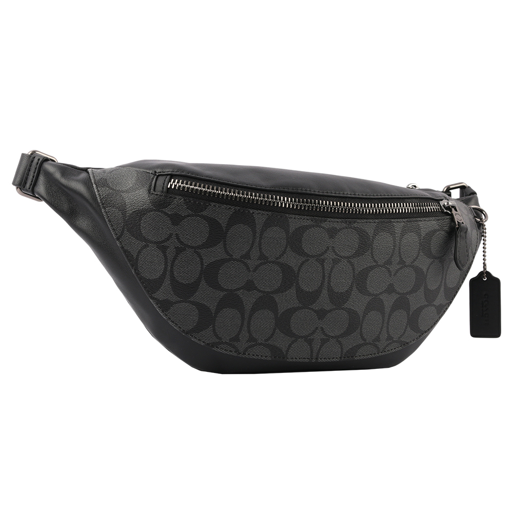 COACH PVC+皮革腰包/黑灰色, , large