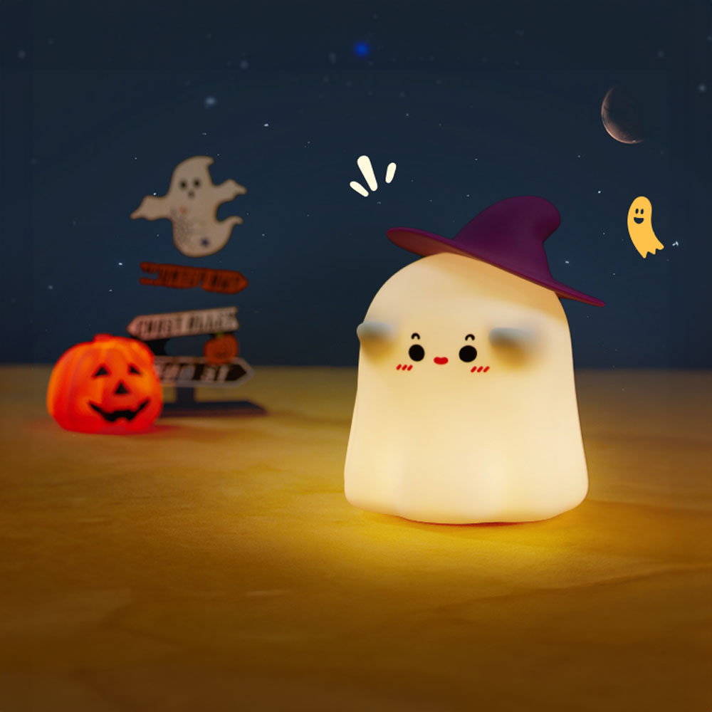 幽靈魔法師拍拍燈 幽靈小夜燈 拍拍燈 小夜燈 萬聖節款夜燈 臥室床頭燈 柔光 聖誕節 交換禮物 生日禮物, , large