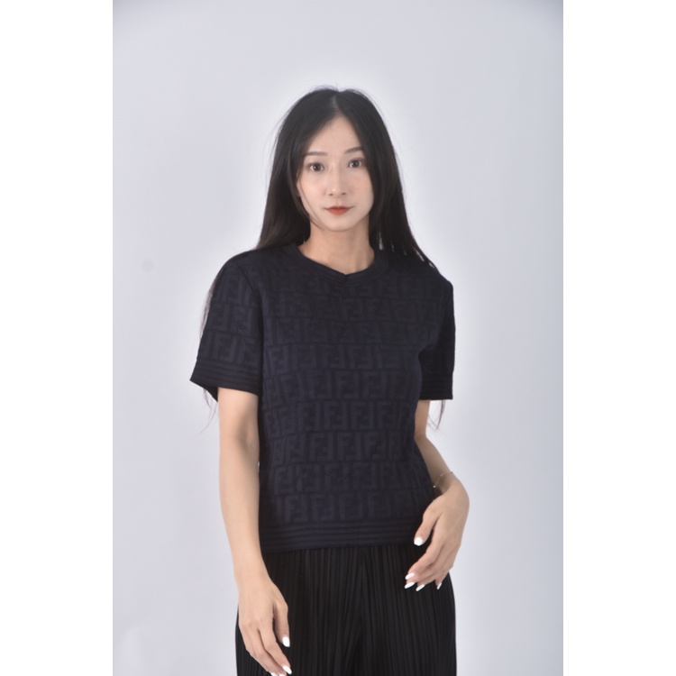 (S) fendi質感棉質藍色短袖上衣二手衣