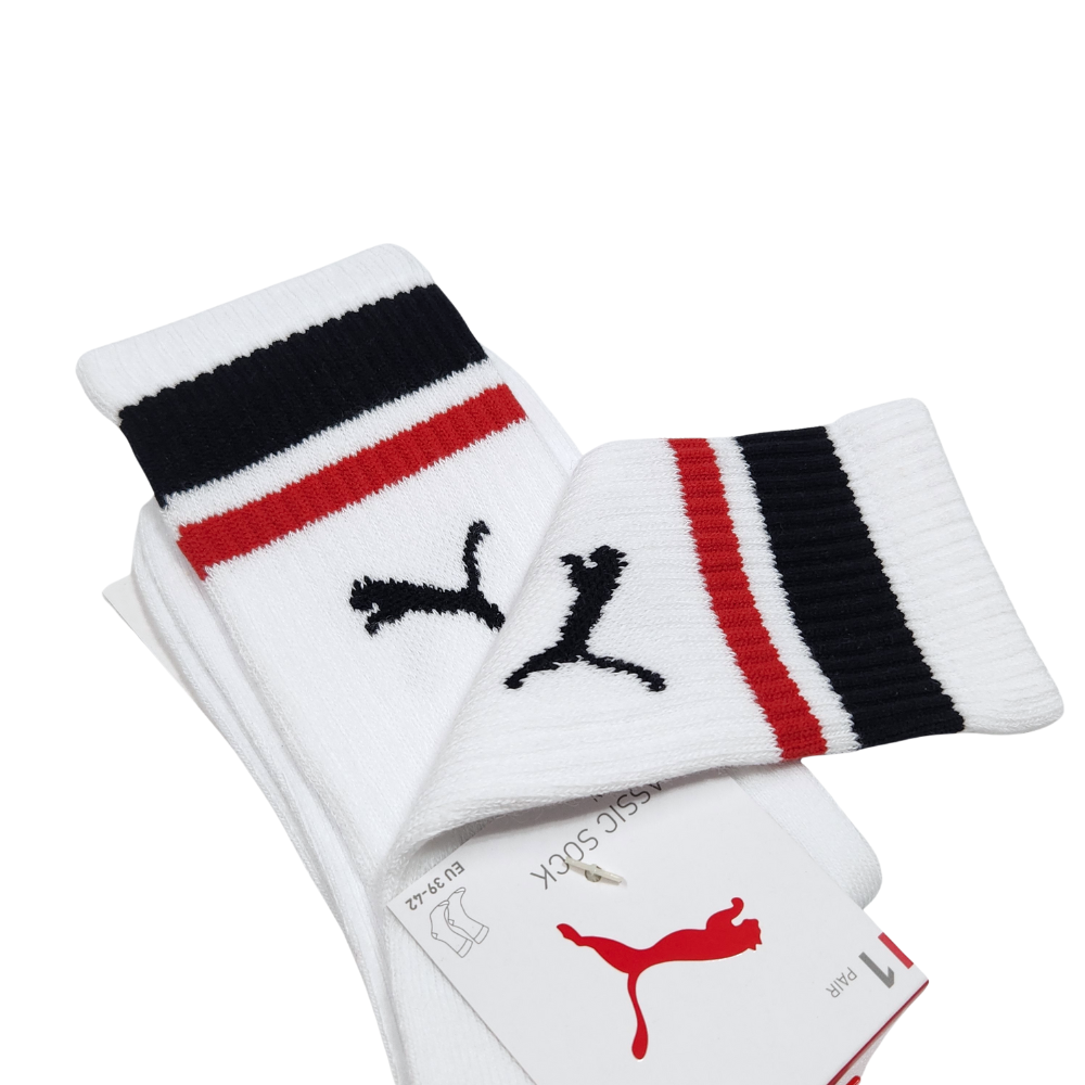 [秉宸] PUMA Fashion條紋長襪 白x黑紅條紋 BB109202, , large