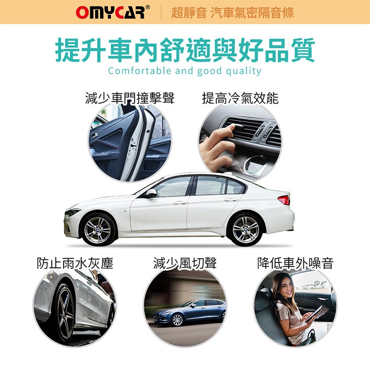 【OMyCar】氣密大師 超靜音汽車隔音條(A柱/B柱/C柱/車室氣密/尾門上緣) 防噪音 防撞條, , large