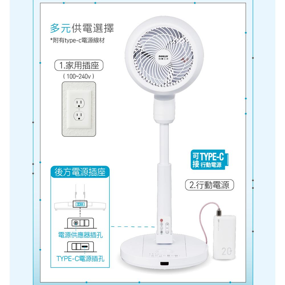 SANLUX 台灣三洋 8吋 DC變頻遙控循環扇電風扇 SBF-C08DU, , large