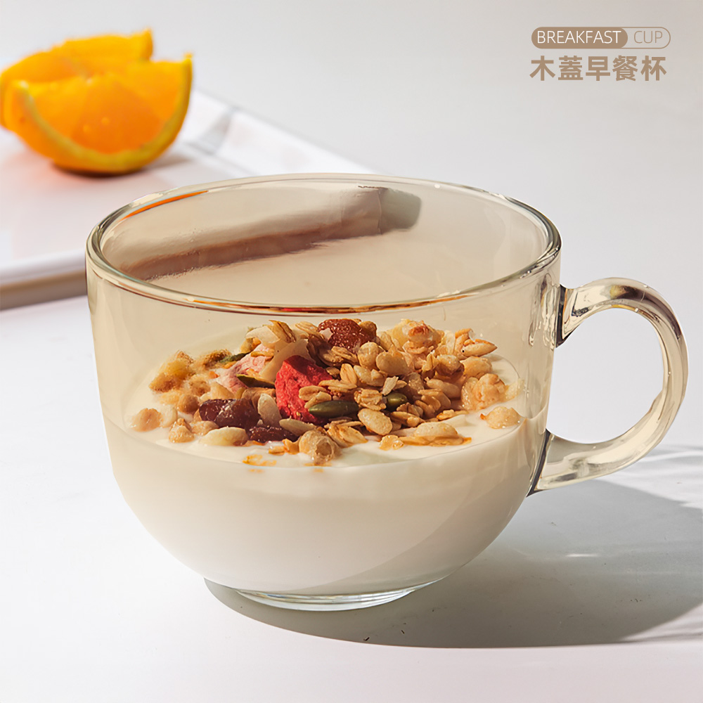 【上手家居】木蓋早餐杯 冰川紋+勺子+木蓋(玻璃杯/馬克杯/水杯/玻璃水杯/冰川杯), , large
