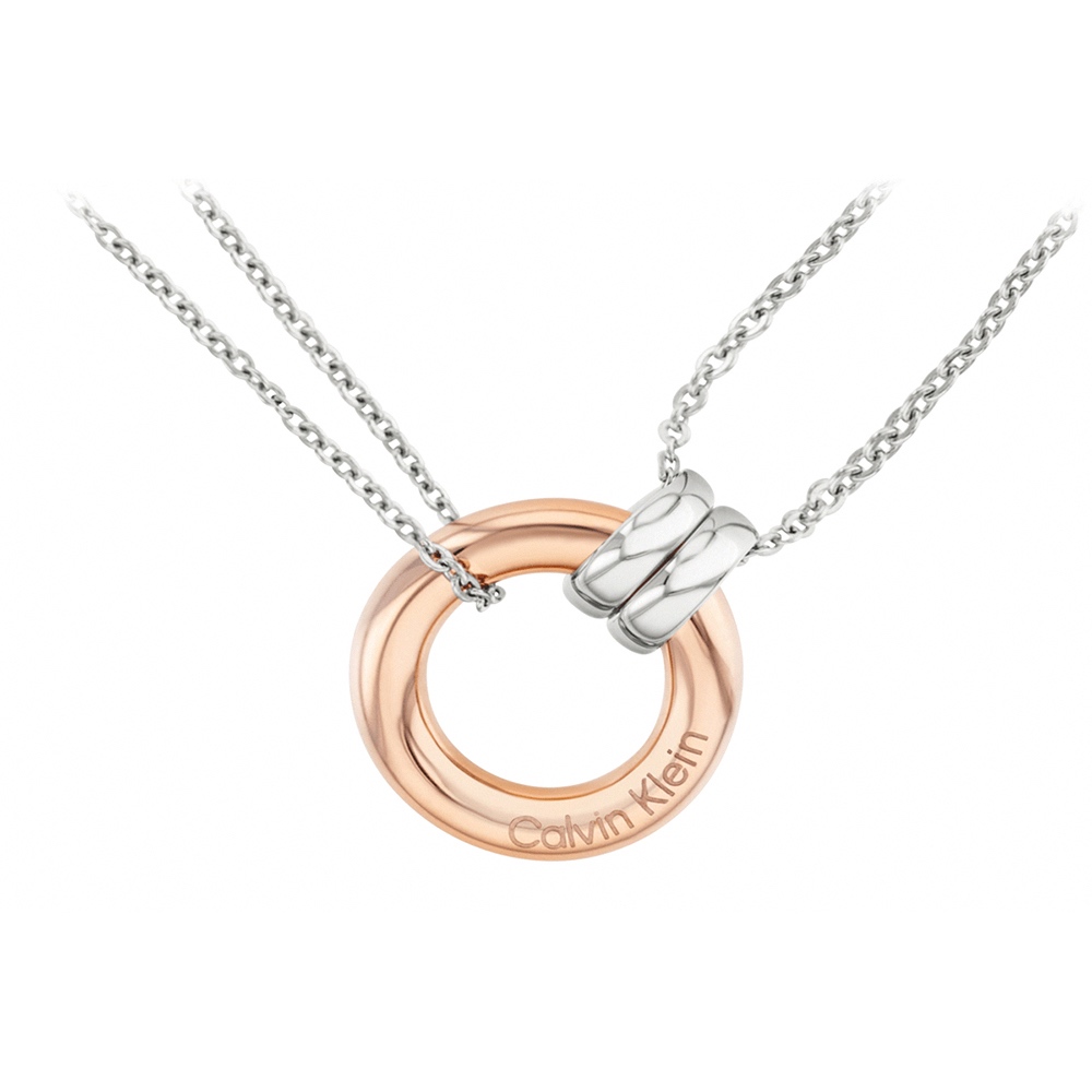 Calvin Klein CK 玫瑰金圓形墜飾項鍊 禮物 送禮(35000631), , large