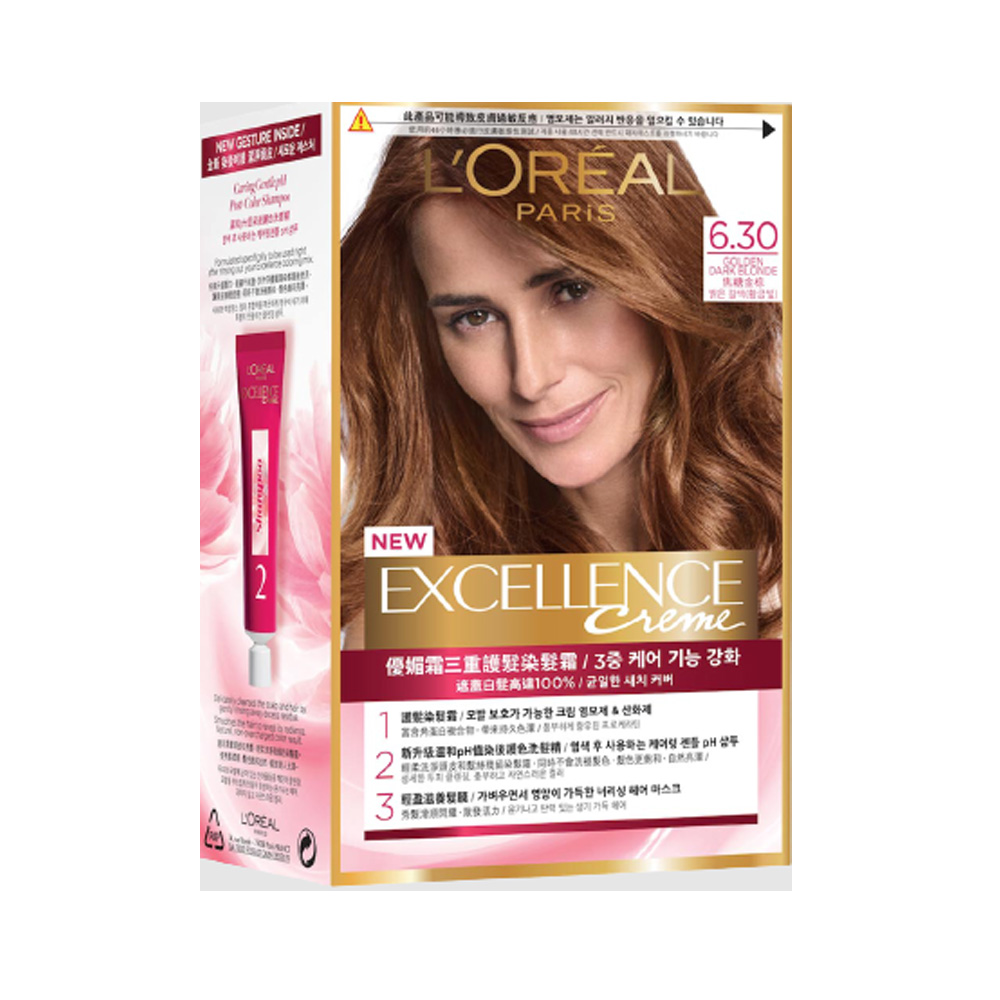 【L'Oréal Paris巴黎萊雅】優媚霜三重護髮染髮霜 6.30焦糖金棕 公司貨, , large
