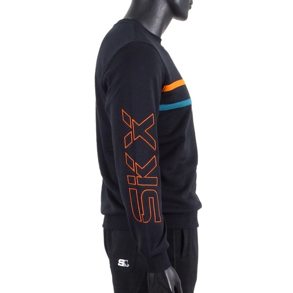 Skechers Logo Crew 男 長袖 上衣 刷毛 保暖 撞色 黑 [L420M060-002K], , large