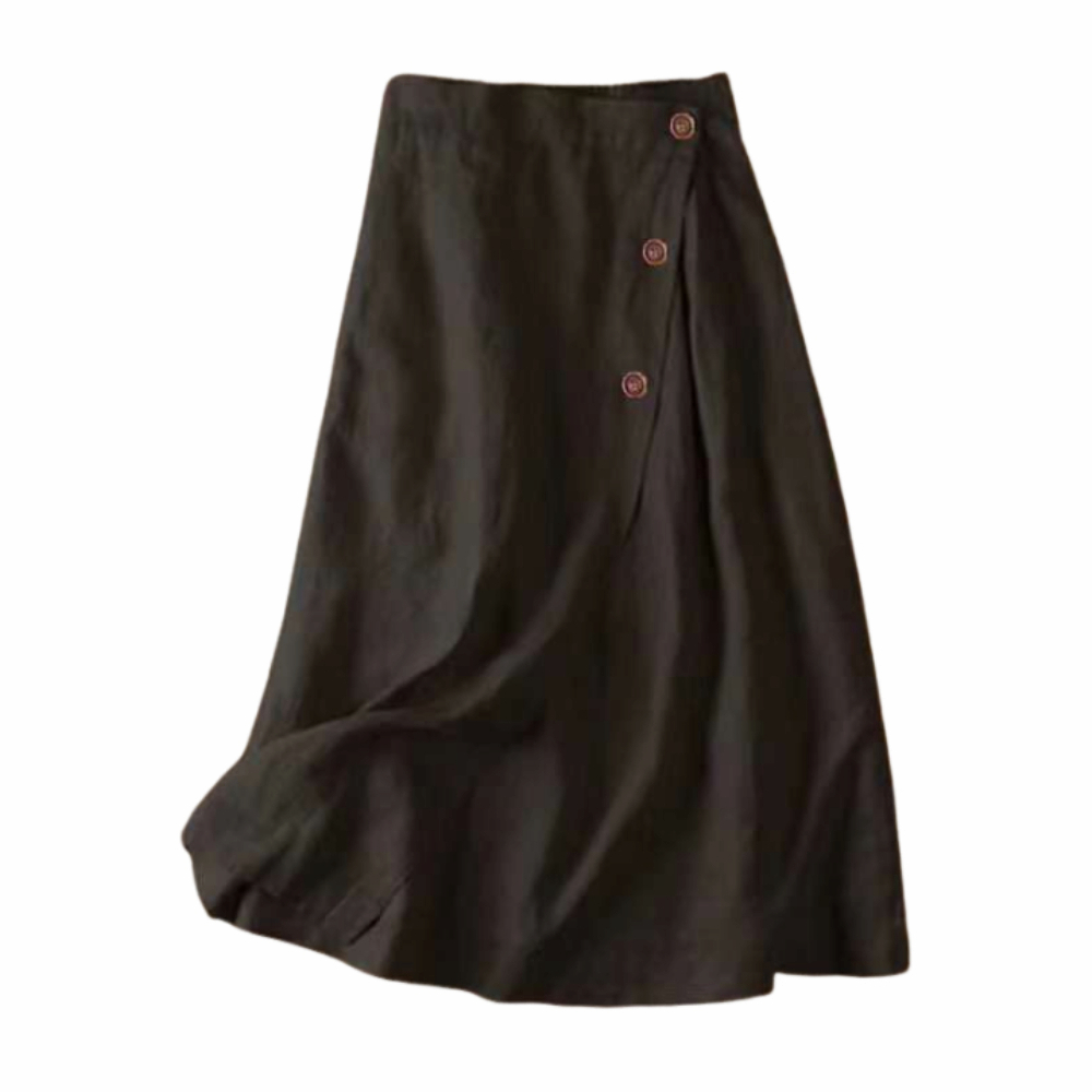  【A&R】春夏顯瘦氣質亞麻A字裙 四色任選  -黑色,XL, , large