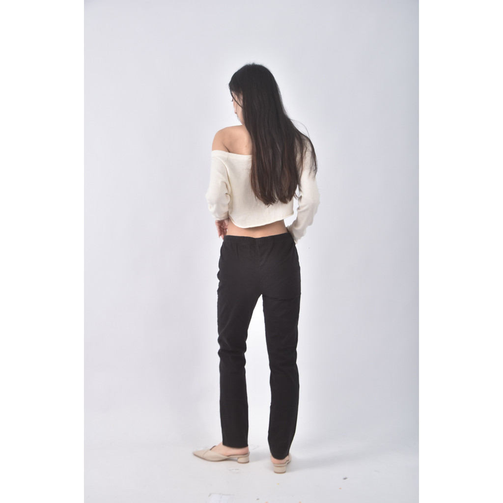 (2XL) lativ棉質直筒黑色長褲二手衣, , large