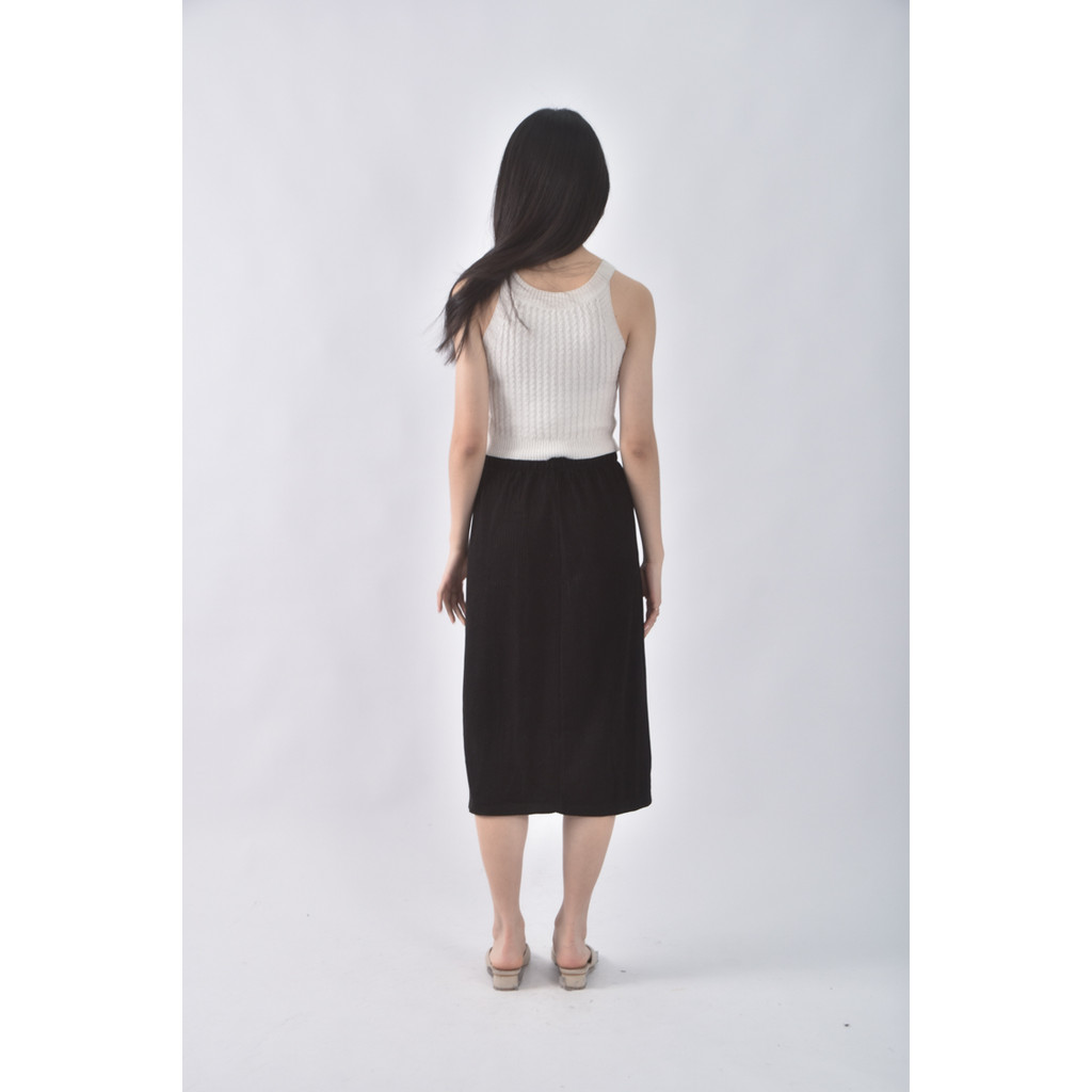 (M) 質感開衩黑色長裙二手衣, , large