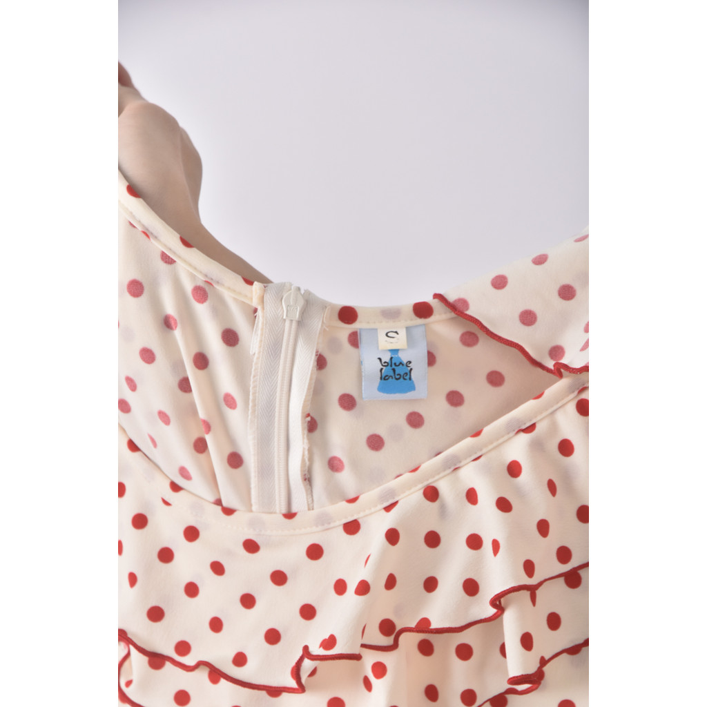 (S) blue label圓點紅色洋裝二手衣, , large