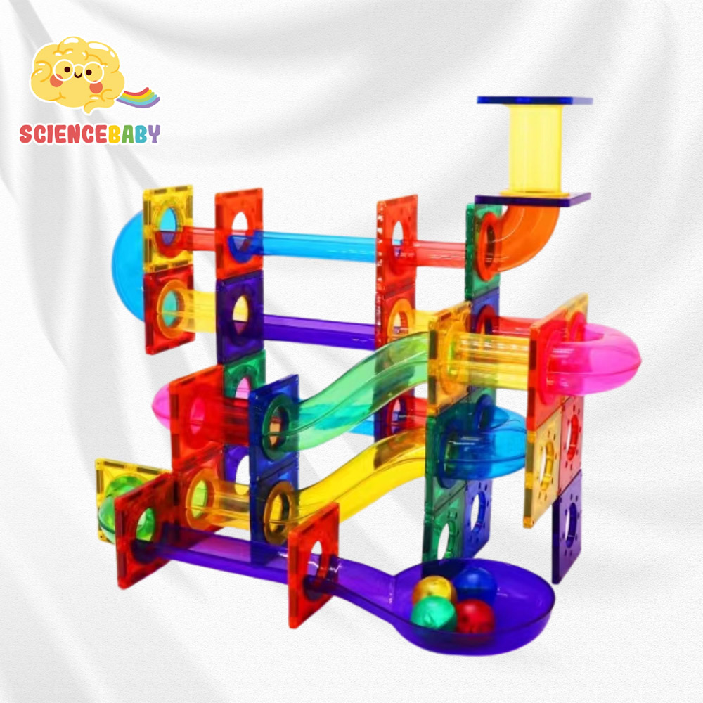 【啾愛你】ScienceBaby 球道組彩色管雪鑽磁力片 100 PCS, , large