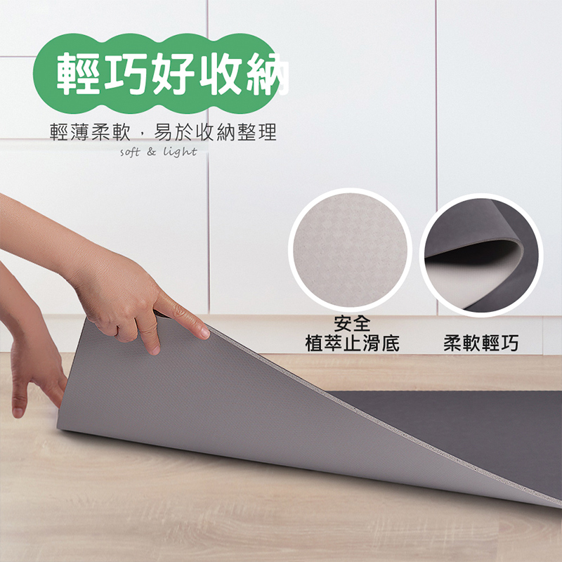 【怪獸】rubber anne 30秒瞬吸 軟式珪藻土廚房吸水地墊 (120x50cm) -灰圓角, , large