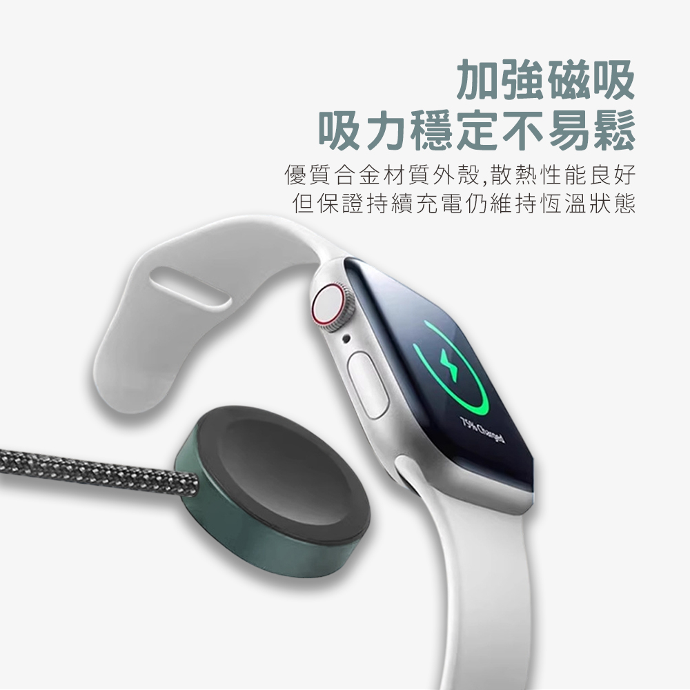 [HANLIN]- UC2in3Wa 二拖三PD100W編織手錶充電線 100W USB-A+TC to L+C+手錶充電線 全兼容 PD快充, , large