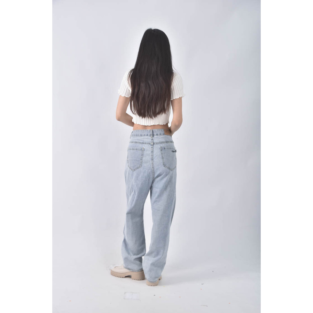 (3XL) ob高腰棉質純棉藍色長褲二手衣, , large