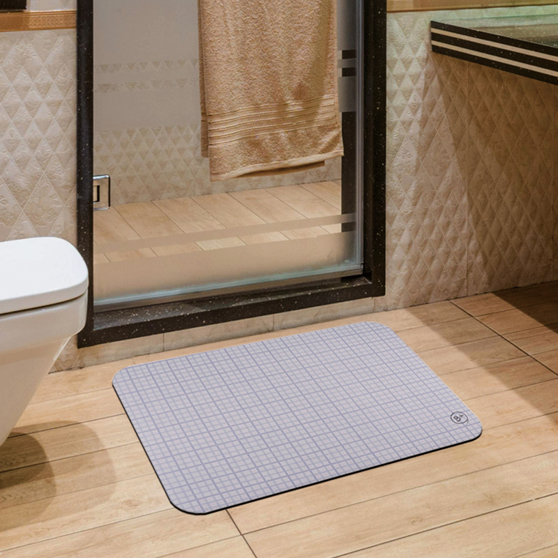 【怪獸】B+ 10秒頂吸 軟式珪藻土吸水地墊 (60x40cm) -灰格紋, , large