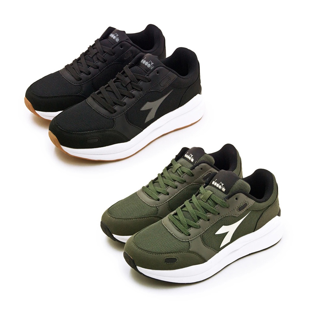 DIADORA迪亞多那 生活時尚運動鞋 男運動鞋 男鞋 慢跑鞋 寬楦 透氣 保護後跟 輕量 吸震 減壓 緩衝 黑灰 綠黑