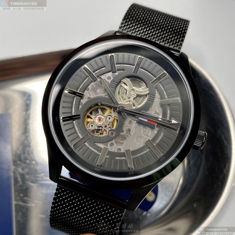 [星晴錶業]TommyHilfiger手錶,44mm,TH00030黑色錶面黑錶殼深黑色米蘭錶帶款, , large