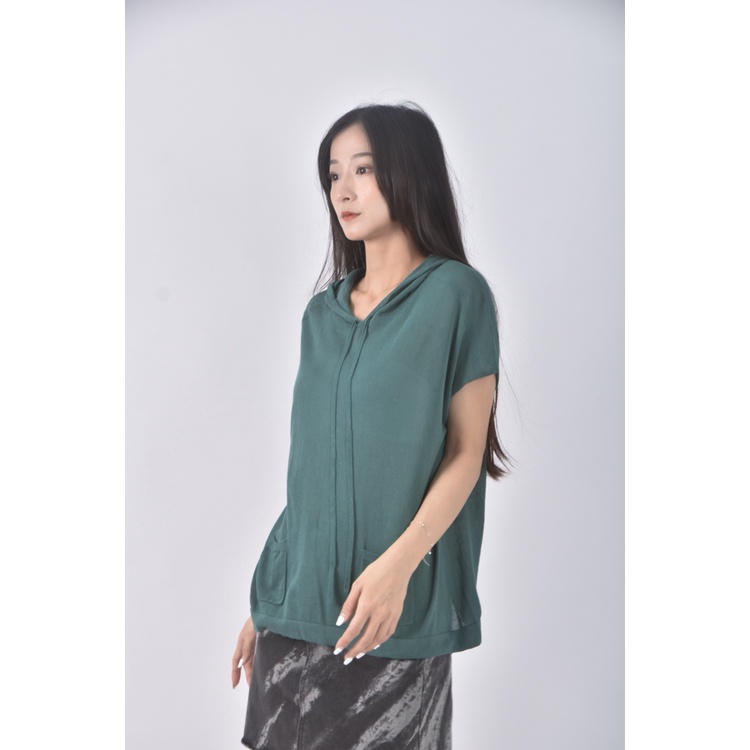 (M) le polka質感連帽綠色短袖上衣二手衣, , large