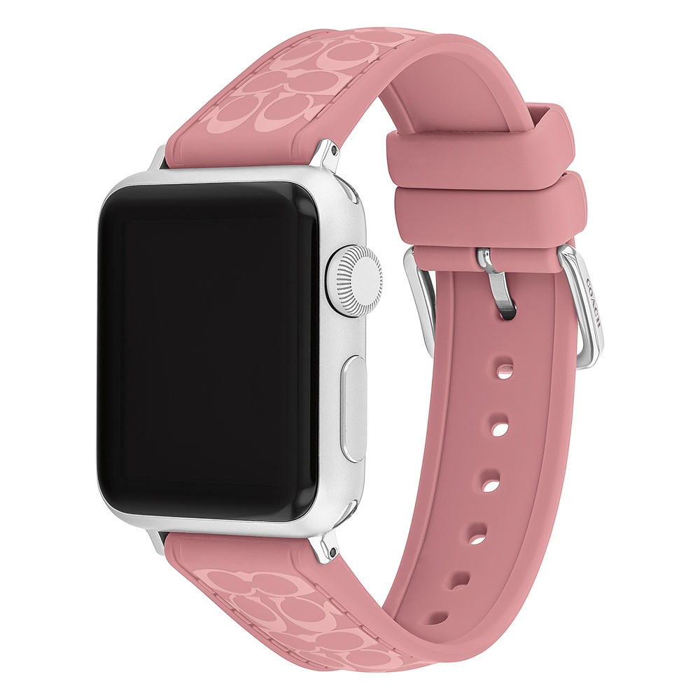 COACH Apple Watch 錶帶 38/40/41mm 適用 矽膠錶帶- 粉紅色(不含手錶)