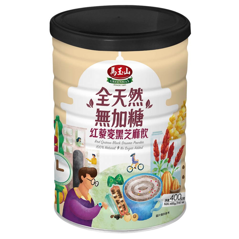 馬玉山全天然無加糖紅藜麥黑芝飲(罐裝)400g, , large