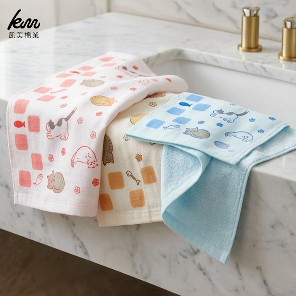 [Kaimei Cotton Industry] 8 in the group, random and excellent, MIT made in Taiwan, cute half-cotton, half-gauze children's towel, pure cotton, soft, comfortable and water-absorbent