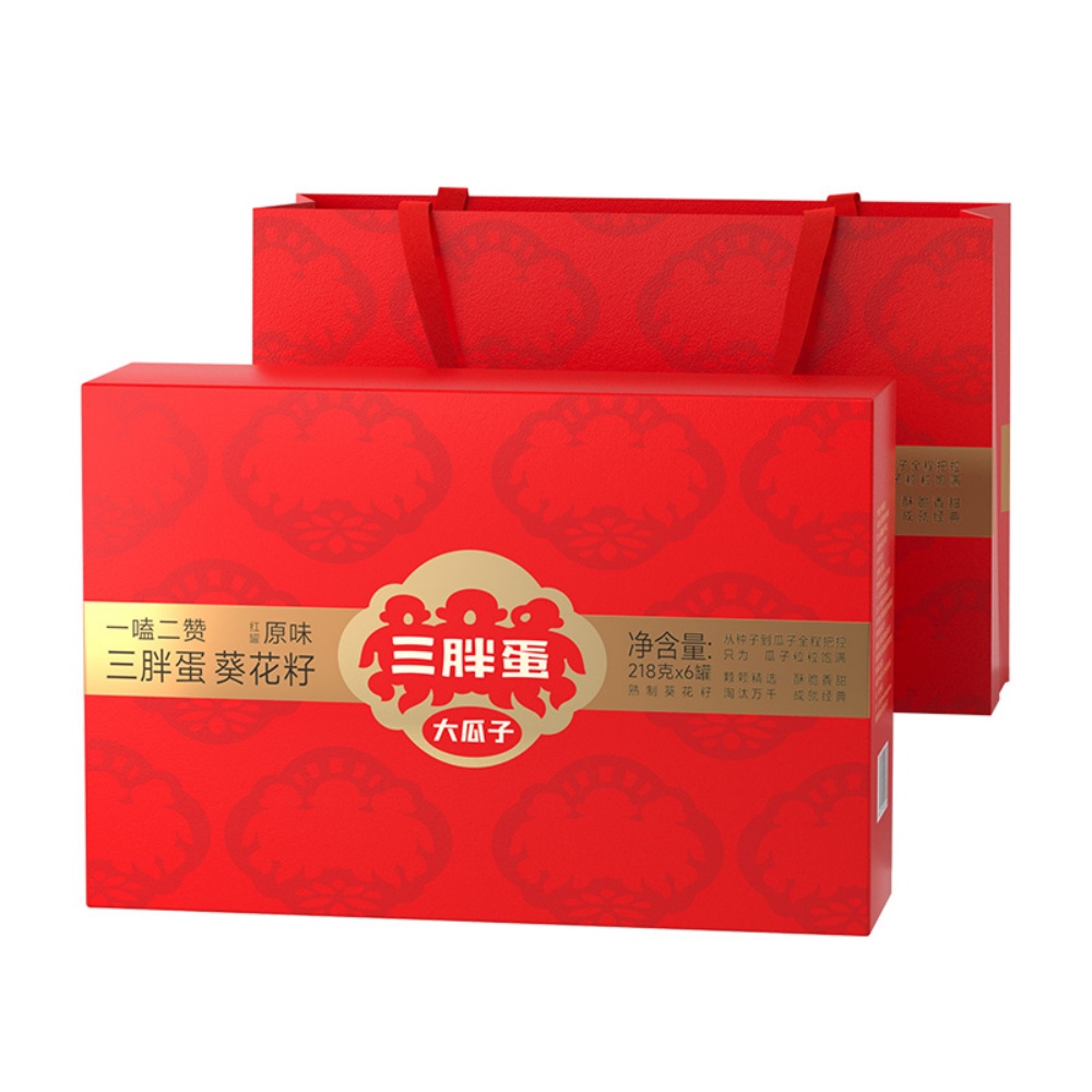 三胖蛋 原味瓜子 罐裝 禮盒裝 內蒙古特產 葵花籽 炒瓜子 休閒零食 炒貨 節慶禮盒, , large