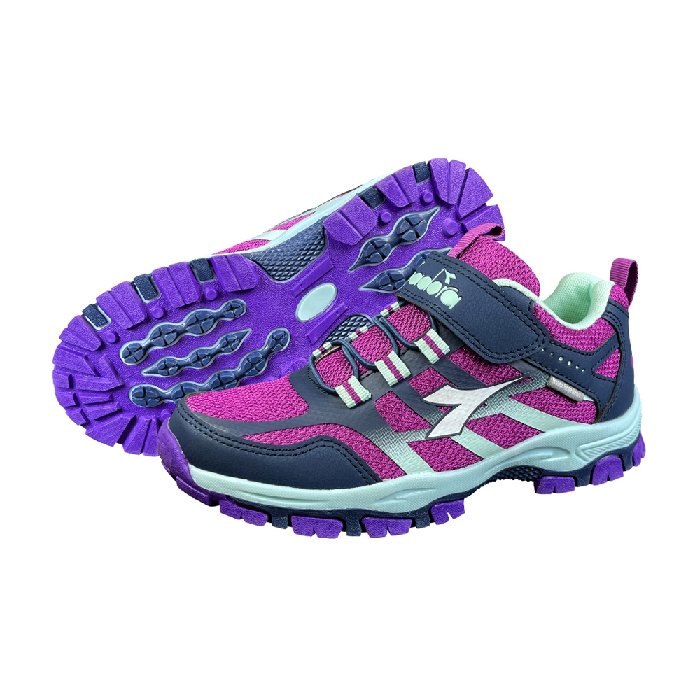 DIADORA迪亞多那 大童戶外越野鞋 童運動鞋 童鞋 登山鞋 寬楦 防潑水 保護後跟 健康鞋墊 耐磨 防滑 紫 藍, , large