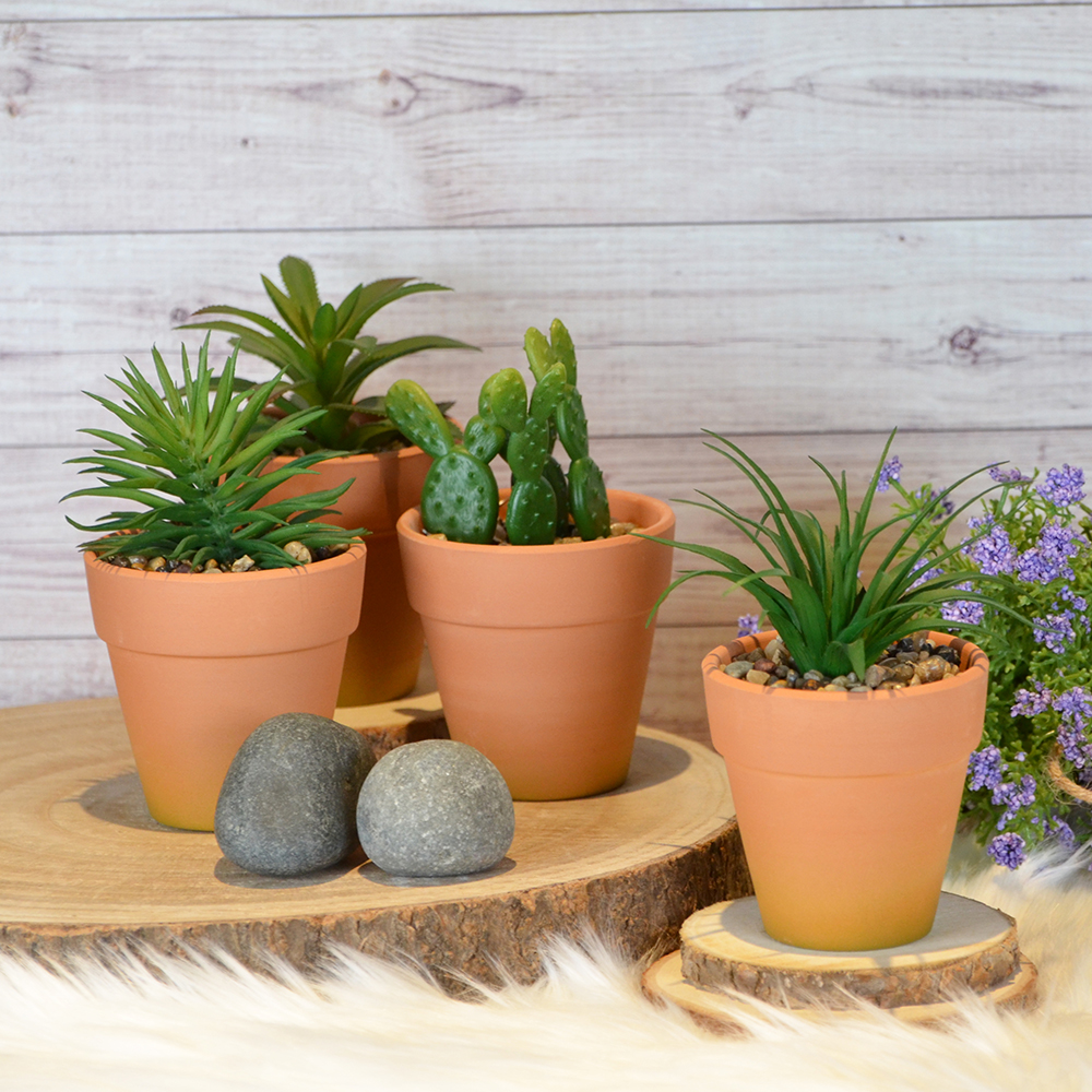ARTIFICIAL PLANT IN TERRACOTTA POT SET OF 4, , large