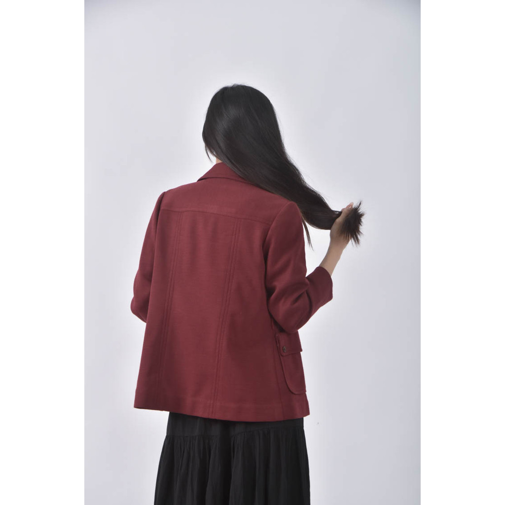 (S) 排扣紅色外套二手衣, , large